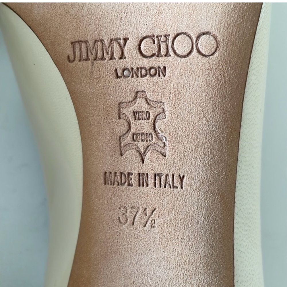 Jimmy Choo Cream Peep Toe Heels - Picture 5 of 8